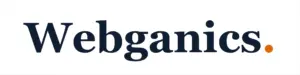 Webganics brand logo with orange accent dot